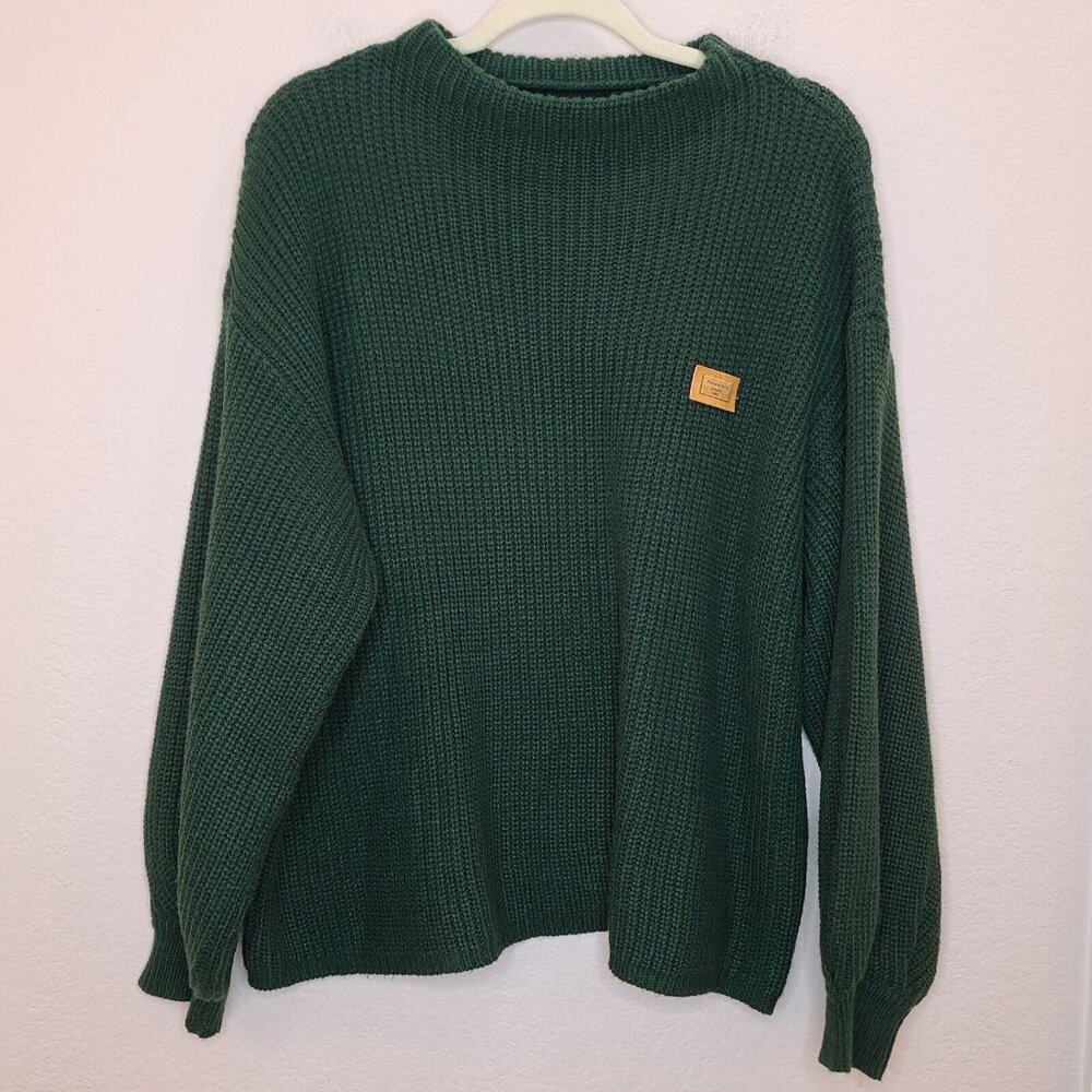 Zaful Sweater Womens Free Size Dark Green Knitted Lantern Sleeve Slouchy Casual - Picture 1 of 12